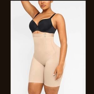 High-Waisted Beige Shapewear Shorts